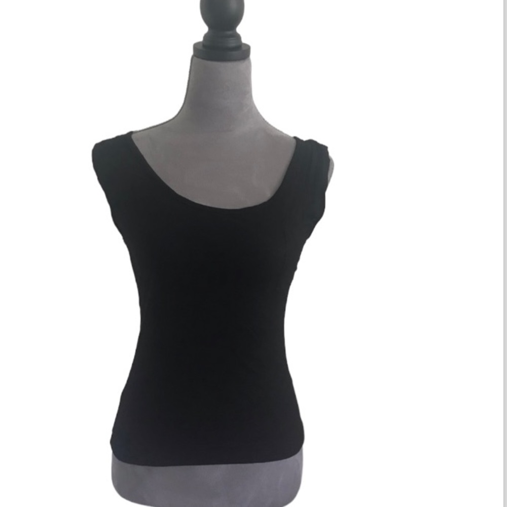 NWT. Black tee with fringe back.